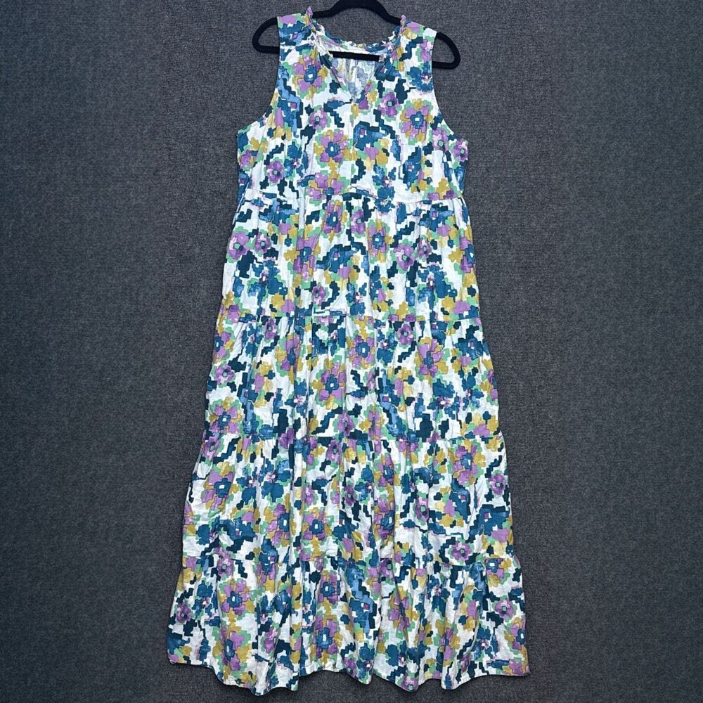 Sonoma Womens Maxi Dress XXL Vibrant Multicolor Aztec Floral Pockets Tiered